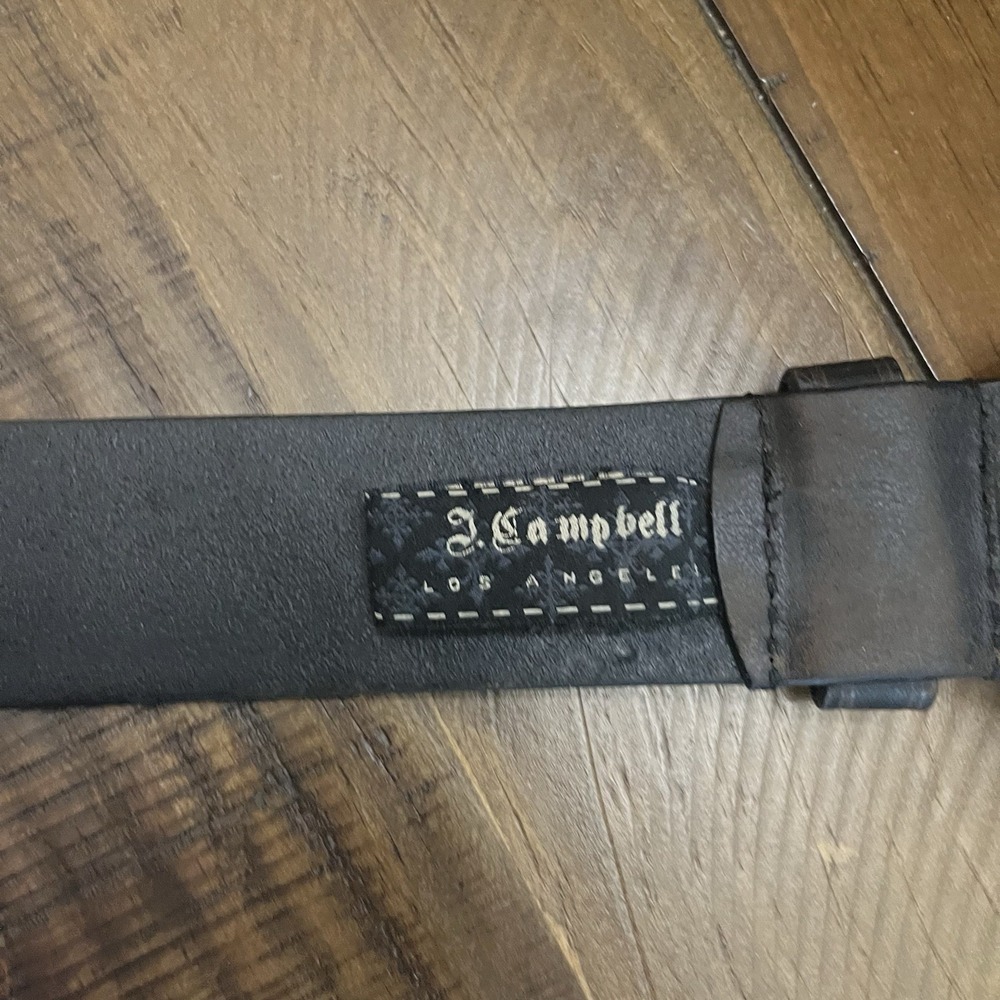 J Campbell Italian Leather Belt Size‎ 40 Mens Western Style Square Buckle - Picture 3 of 7